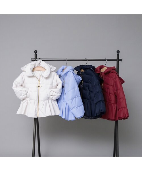 apres les cours（アプレレクール）の「【マシンウォッシャブル】ペプラム中綿アウター（ダウンジャケット/コート・キッズ・アイボリー/ブルー/エンジ/ネイビー・100/90/130/80/110/120/140）」の12枚目の写真