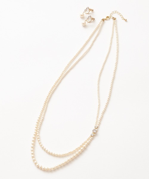 AIMER（エメ）の「2連ラインストーン×パールイヤリング（イヤリング・レディース・ゴールド/シルバー・FREE）」の7枚目の写真