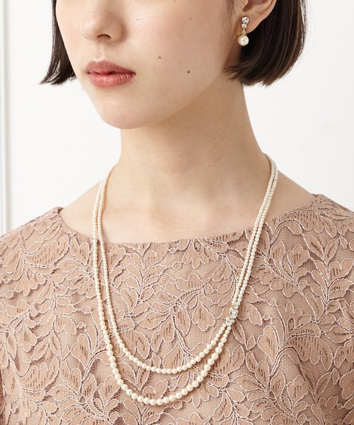 AIMER（エメ）の「2連ラインストーン×パールイヤリング（イヤリング・レディース・ゴールド/シルバー・FREE）」の8枚目の写真