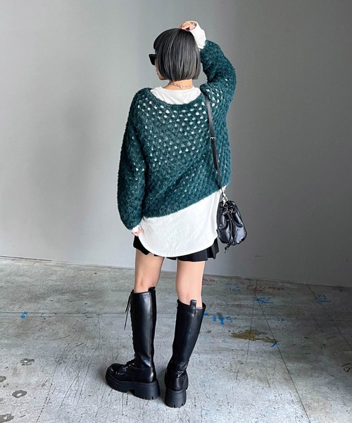 PAGEBOY（ページボーイ）の「ファブリックファンクションルーズロンT（Tシャツ/カットソー・レディース・オフホワイト/チャコールグレー/ブラック/グレイッシュベージュ・FREE）」の5枚目の写真