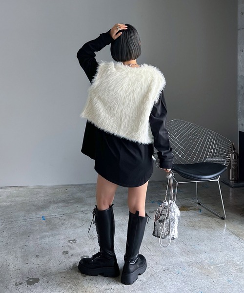 PAGEBOY（ページボーイ）の「ファブリックファンクションルーズロンT（Tシャツ/カットソー・レディース・オフホワイト/チャコールグレー/ブラック/グレイッシュベージュ・FREE）」の9枚目の写真