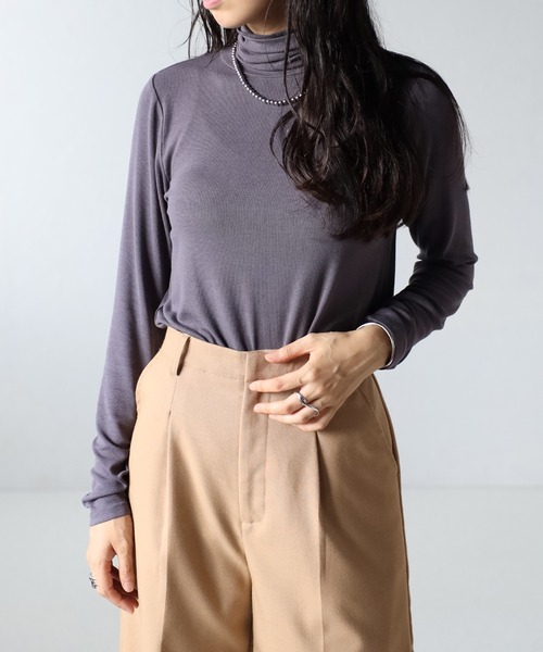 COMMRE（コムル）の「タートルリブインナー（Tシャツ/カットソー・レディース・ホワイト/チャコールグレー/ピンク/ライトグリーン・FREE）」の21枚目の写真