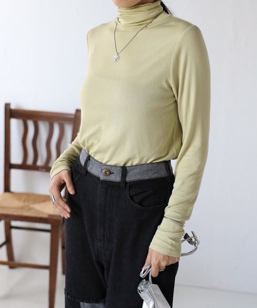 COMMRE（コムル）の「タートルリブインナー（Tシャツ/カットソー・レディース・ホワイト/チャコールグレー/ピンク/ライトグリーン・FREE）」の6枚目の写真