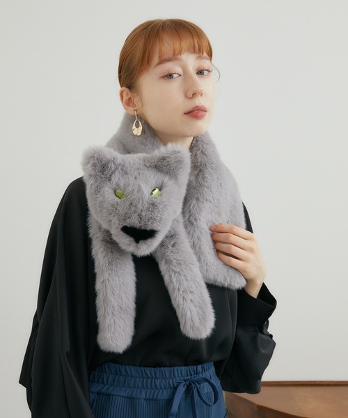 キャセリーニ　CASSELINI キツネデザイン マフラー ブラウン Casselini（キャセリーニ）の「Casselini フェイクファー