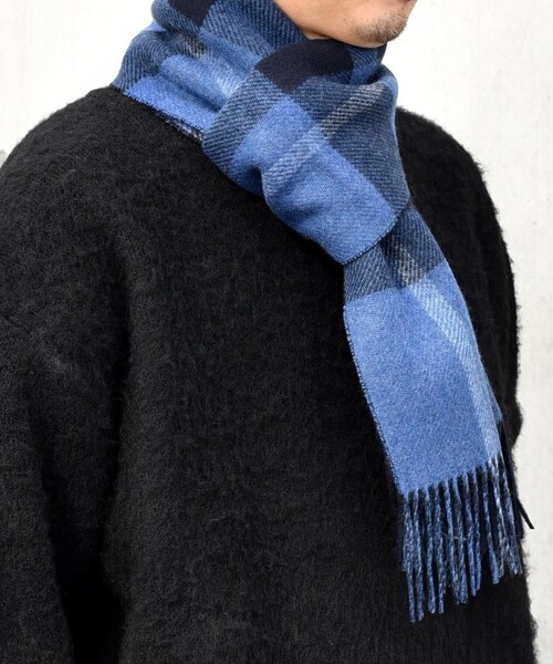 SHIPS any（シップス エニィ）の「SHIPS any: カシミヤ リバーシブル チェック マフラー◇（マフラー・メンズ・ダークグレー/ベージュ/ブルー/ネイビー・ONE SIZE）」の21枚目の写真