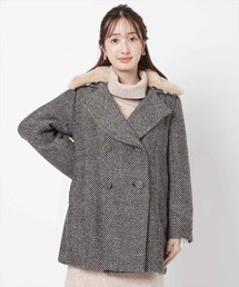 ヘリンボーンファー付きコート