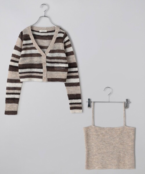 プリーツプリーズ セットアップ カーディガン アンサンブル ボーダー プリーツプリーズ セットアップ カーディガン アンサンブル ボーダー
