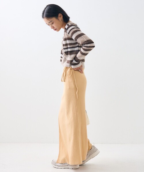 プリーツプリーズ セットアップ カーディガン アンサンブル ボーダー プリーツプリーズ セットアップ カーディガン アンサンブル ボーダー