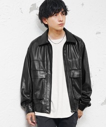 MinoriTY | 【MinoriTY】シンセティックレザービッグブルゾン ショート丈 レザージャケット フィールドジャケット ミリタリー メンズ 秋服 冬服(ブルゾン)