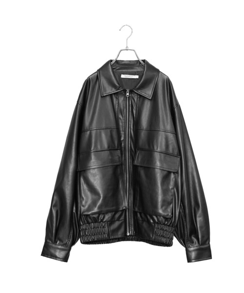 MinoriTY】シンセティックレザービッグブルゾン ショート丈