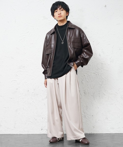 ブラック レザージャケット 短丈 blackmeans(ブラックミーンズ) Short length leather jacket