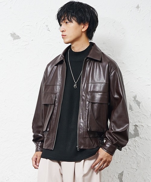 ブラック レザージャケット 短丈 blackmeans(ブラックミーンズ) Short length leather jacket