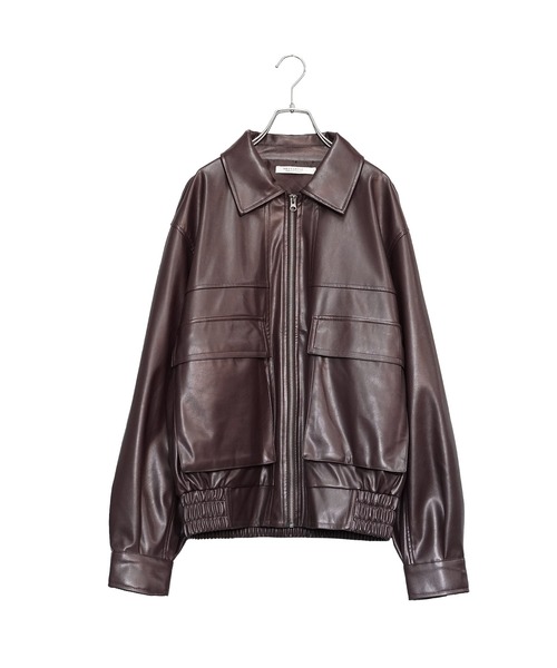 セール】【MinoriTY】シンセティックレザービッグブルゾン ショート丈 セール】【MinoriTY】シンセティックレザービッグブルゾン ショート丈