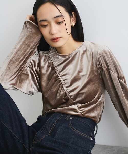 VIS(ビス)の「【洗える】ベロアシャーリングプルオーバー(Tシャツ/カットソー・レディース・グレー系その他/チャコールグレー/グリーン系その他・FREE)」の11枚目の写真