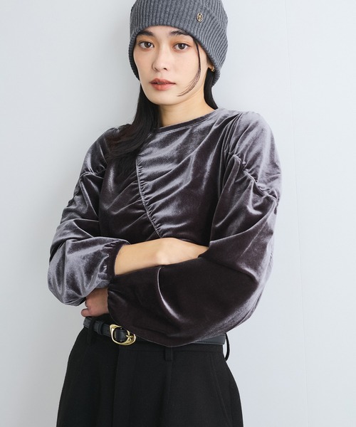 VIS(ビス)の「【洗える】ベロアシャーリングプルオーバー(Tシャツ/カットソー・レディース・グレー系その他/チャコールグレー/グリーン系その他・FREE)」の15枚目の写真