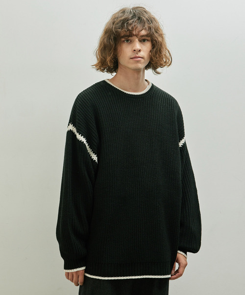 JUNRED（ジュンレッド）の「配色ニットプルオーバー（ニット/セーター・メンズ・ベージュ系その他/ブラック/ブルー・M/L）」の5枚目の写真