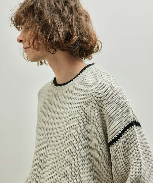 JUNRED（ジュンレッド）の「配色ニットプルオーバー（ニット/セーター・メンズ・ベージュ系その他/ブラック/ブルー・M/L）」の8枚目の写真