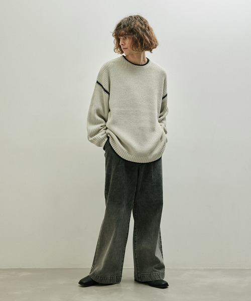 JUNRED（ジュンレッド）の「配色ニットプルオーバー（ニット/セーター・メンズ・ベージュ系その他/ブラック/ブルー・M/L）」の13枚目の写真