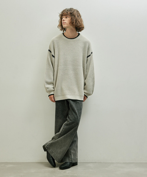 JUNRED（ジュンレッド）の「配色ニットプルオーバー（ニット/セーター・メンズ・ベージュ系その他/ブラック/ブルー・M/L）」の14枚目の写真