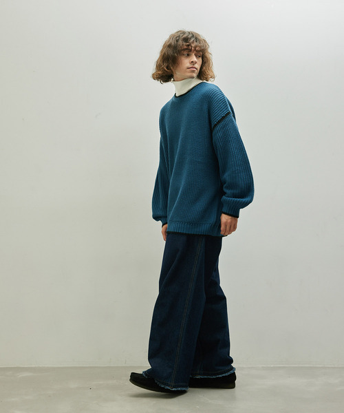 JUNRED（ジュンレッド）の「配色ニットプルオーバー（ニット/セーター・メンズ・ベージュ系その他/ブラック/ブルー・M/L）」の15枚目の写真