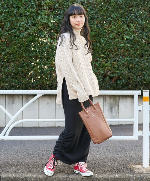 FREAK'S STORE（フリークスストア）の「ミックスケーブル タートル プルオーバー/タートルネックニット（ニット/セーター・レディース・オフホワイト/ネイビー/レッド/ベージュ・ﾌﾘ-）」の6枚目の写真