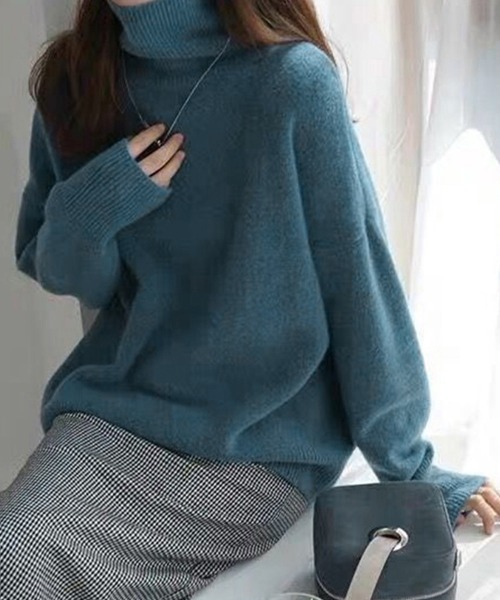Miniministore(ミニミニストア)の「【新カラー追加】タートルネックニット レディース 秋冬服(ニット/セーター・レディース・アイボリー/ダークグレー/ブルー/レッド/ベージュ/モカ/ブラック/ネイビー/ライトグレー・フリー)」の9枚目の写真