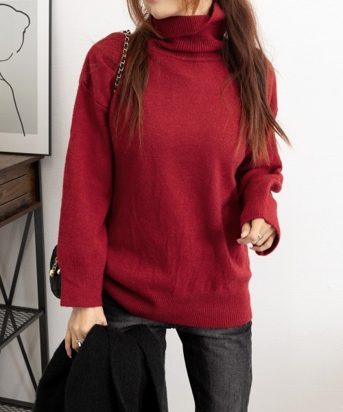 Miniministore(ミニミニストア)の「【新カラー追加】タートルネックニット レディース 秋冬服(ニット/セーター・レディース・アイボリー/ダークグレー/ブルー/レッド/ベージュ/モカ/ブラック/ネイビー/ライトグレー・フリー)」の17枚目の写真