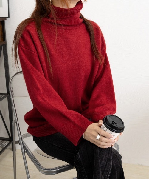 Miniministore(ミニミニストア)の「【新カラー追加】タートルネックニット レディース 秋冬服(ニット/セーター・レディース・アイボリー/ダークグレー/ブルー/レッド/ベージュ/モカ/ブラック/ネイビー/ライトグレー・フリー)」の19枚目の写真