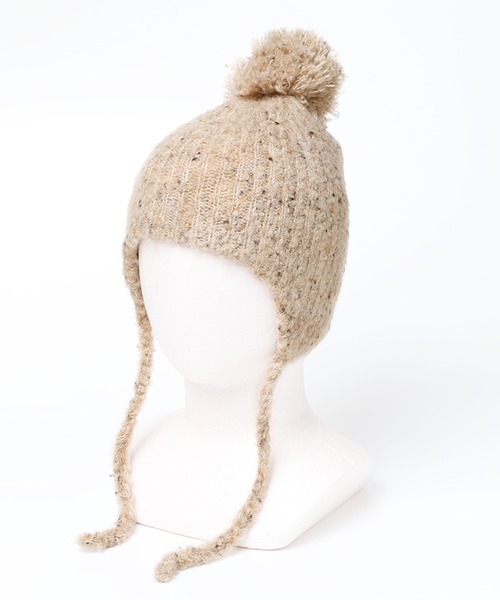 14+(イチヨンプラス)の「ブークレ耳付ウィンター(ニットキャップ/ビーニー・レディース・ブラック/グレー/レッド/ベージュ/イエロー/サーモンピンク/パープル/グレー系2・KIDS FREE/FREE)」の22枚目の写真