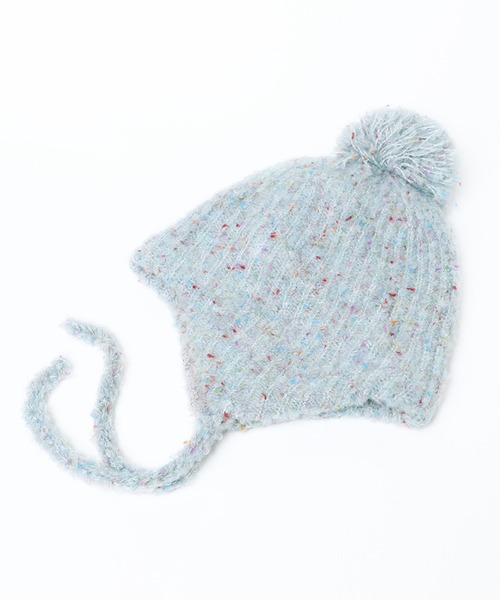 14+(イチヨンプラス)の「ブークレ耳付ウィンター(ニットキャップ/ビーニー・レディース・ブラック/グレー/レッド/ベージュ/イエロー/サーモンピンク/パープル/グレー系2・KIDS FREE/FREE)」の13枚目の写真