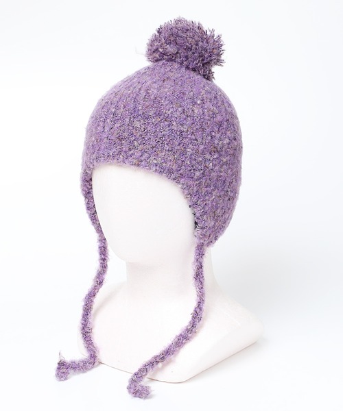 14+(イチヨンプラス)の「ブークレ耳付ウィンター(ニットキャップ/ビーニー・レディース・ブラック/グレー/レッド/ベージュ/イエロー/サーモンピンク/パープル/グレー系2・KIDS FREE/FREE)」の21枚目の写真