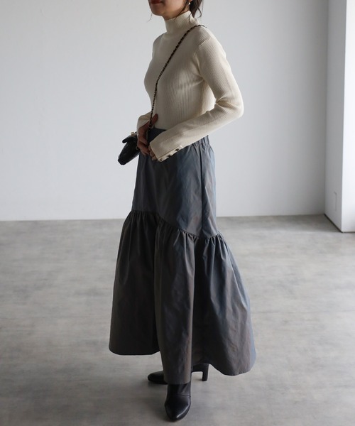 ap retro（アプレトロ）の「袖ボタンハイネックニット / リブハイネックニット（ニット/セーター・レディース・ブルー/ベージュ/チャコールグレー/ブラック/アイボリー・FREE）」の14枚目の写真