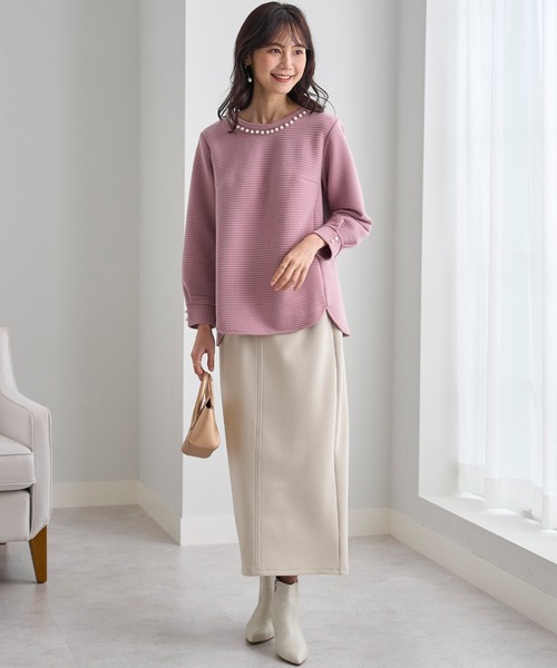 BELLUNA PLUS(ベルーナ)の「パール使いふくれジャカードプルオーバー(Tシャツ/カットソー・レディース・ネイビー/ピンク/アイボリー・X-LARGE/LARGE/MEDIUM)」の13枚目の写真