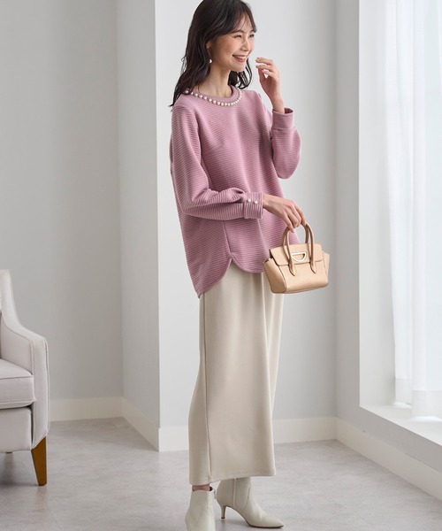 BELLUNA PLUS(ベルーナ)の「パール使いふくれジャカードプルオーバー(Tシャツ/カットソー・レディース・ネイビー/ピンク/アイボリー・X-LARGE/LARGE/MEDIUM)」の14枚目の写真