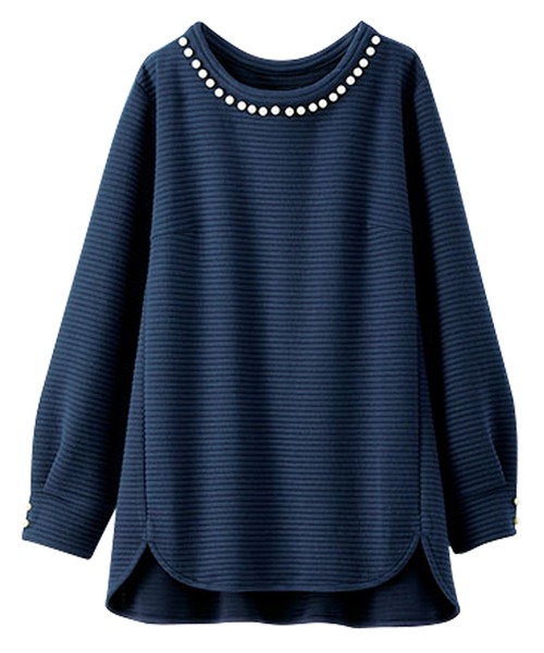 BELLUNA PLUS(ベルーナ)の「パール使いふくれジャカードプルオーバー(Tシャツ/カットソー・レディース・ネイビー/ピンク/アイボリー・X-LARGE/LARGE/MEDIUM)」の18枚目の写真