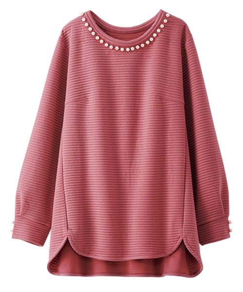 BELLUNA PLUS(ベルーナ)の「パール使いふくれジャカードプルオーバー(Tシャツ/カットソー・レディース・ネイビー/ピンク/アイボリー・X-LARGE/LARGE/MEDIUM)」の4枚目の写真