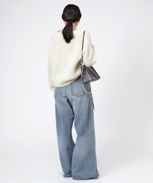 EVERYDAY I LIKE.（エヴリディアイライク）の「ベビーアルパカVネックカーディガン（カーディガン/ボレロ・レディース・チャコールグレー/ホワイト・FREE）」の7枚目の写真