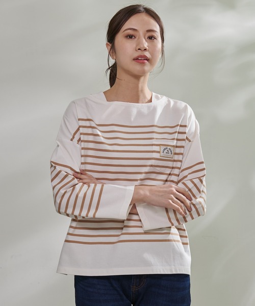 17318　アーノルドパーマー　レディース　長袖カットソー　青Ｘ白ボーダー　2 17318 アーノルドパーマー レディース 長袖カットソー 青X白ボーダー