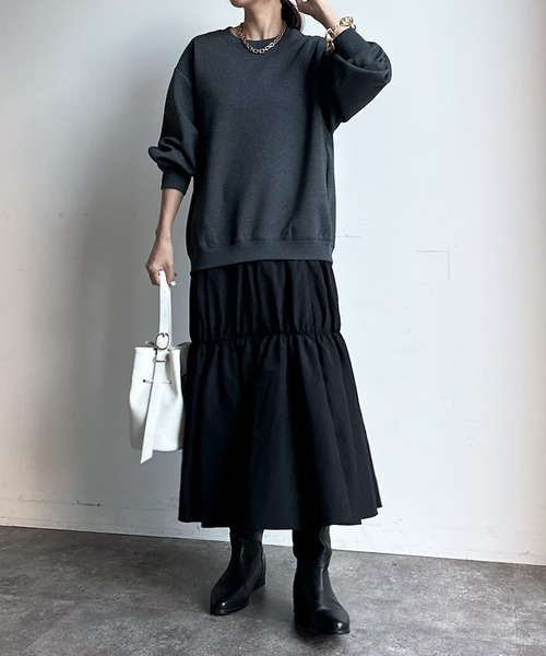 DouDou（ドゥドゥ）の「バックジップドッキングワンピース（ワンピース・レディース・グレー/アイボリー/ブラック・FREE/TM）」の4枚目の写真