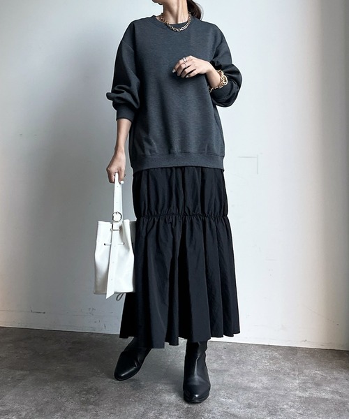 DouDou（ドゥドゥ）の「バックジップドッキングワンピース（ワンピース・レディース・グレー/アイボリー/ブラック・FREE/TM）」の5枚目の写真