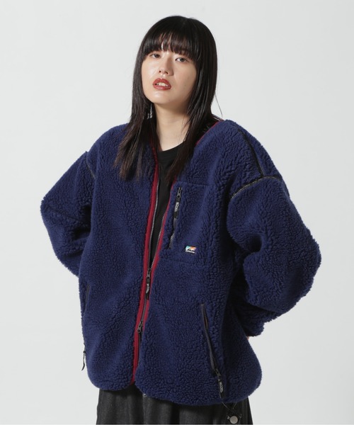 MANASTASH(マナスタッシュ)の「MANASTASH/マナスタッシュ/PONGO JACKET(ノーカラーコート・レディース・ナチュラル/その他/その他19/ネイビー/ダークグリーン系・M)」の4枚目の写真