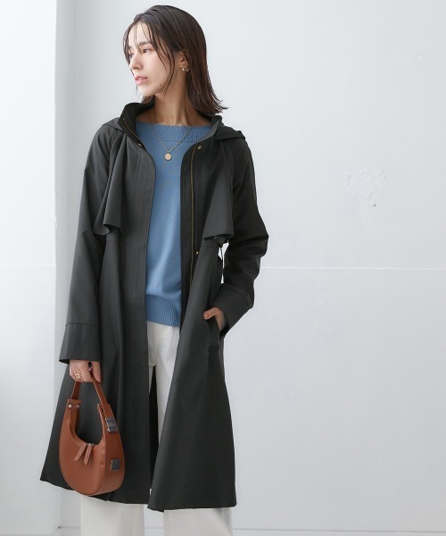 nissen（ニッセン）の「フーデットロングトレンチコート（トレンチコート・レディース・ベージュ/ネイビー/スカイブルー・S/M/L/LL）」の3枚目の写真