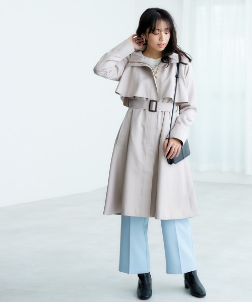 nissen（ニッセン）の「フーデットロングトレンチコート（トレンチコート・レディース・ベージュ/ネイビー/スカイブルー・S/M/L/LL）」の10枚目の写真