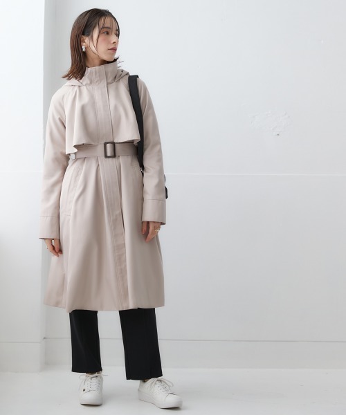 nissen（ニッセン）の「フーデットロングトレンチコート（トレンチコート・レディース・ベージュ/ネイビー/スカイブルー・S/M/L/LL）」の11枚目の写真