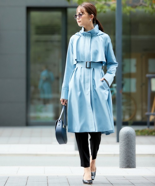 nissen（ニッセン）の「フーデットロングトレンチコート（トレンチコート・レディース・ベージュ/ネイビー/スカイブルー・S/M/L/LL）」の15枚目の写真