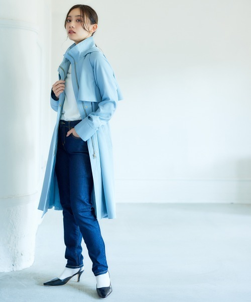 nissen（ニッセン）の「フーデットロングトレンチコート（トレンチコート・レディース・ベージュ/ネイビー/スカイブルー・S/M/L/LL）」の16枚目の写真