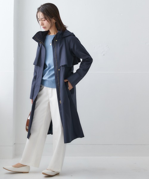 nissen（ニッセン）の「フーデットロングトレンチコート（トレンチコート・レディース・ベージュ/ネイビー/スカイブルー・S/M/L/LL）」の8枚目の写真