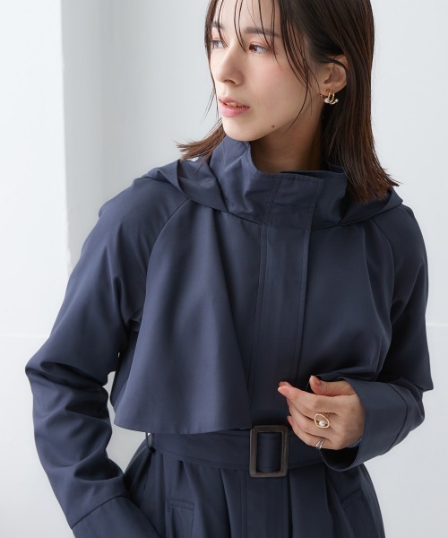 nissen（ニッセン）の「フーデットロングトレンチコート（トレンチコート・レディース・ベージュ/ネイビー/スカイブルー・S/M/L/LL）」の9枚目の写真