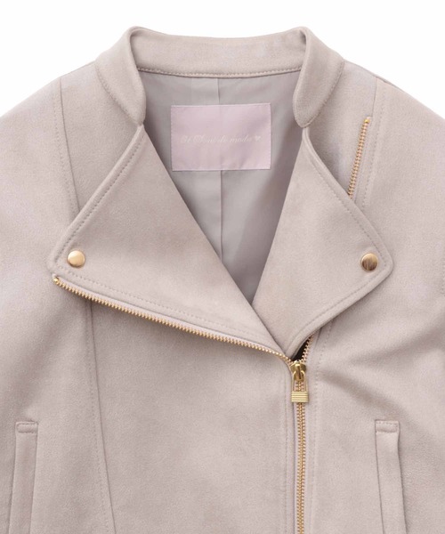 31 Sons de mode（トランテアン　ソン　ドゥ　モード）の「ノーカラーライダースジャケット（ライダースジャケット・レディース・グレー/ブラック・38/36）」の12枚目の写真