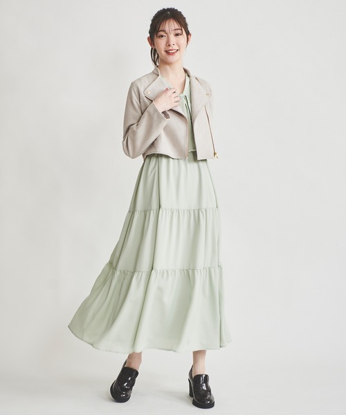 31 Sons de mode（トランテアン　ソン　ドゥ　モード）の「ノーカラーライダースジャケット（ライダースジャケット・レディース・グレー/ブラック・38/36）」の6枚目の写真